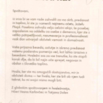 Zahvalno besedilo svojcev zaposlenim na oddelku za osebe z demenco za skrb, toplino in predanost pri oskrbi njihovega očeta Jožefa Pšajda.